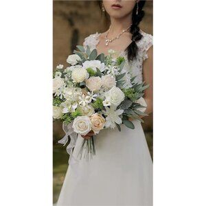 Artificial Flowers Combo Silk Mix Fake Flowers Leaf (Milk White)